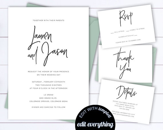 modern wedding invitation template