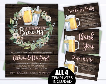 A Baby is Brewing Baby Shower Invitation Template Beer Baby Shower Invite A Baby Is Brewing Baby Shower Invite Coed Baby Shower Invitation