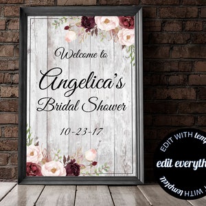 Floral Bridal Shower welcome Sign Rustic Bridal Shower Welcome Sign Floral Bridal Shower Decor Bridal Welcome Sign Printable Welcome Sign