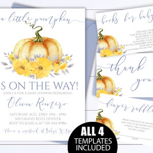 Little Pumpkin Baby Shower Invitation Template A Little Pumpkin Is On The Way Baby Shower Invitation Pumpkin Fall Baby Shower Invitations
