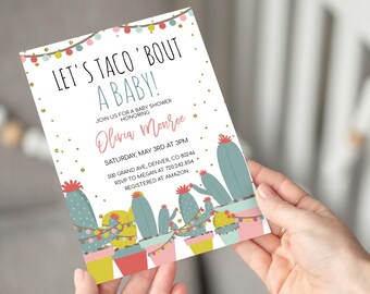 Editable Taco Bout a Baby Shower Invitation Template Mexican Fiesta Baby Shower Invitation Taco Baby Shower Invite Cactus Fiesta Invitation