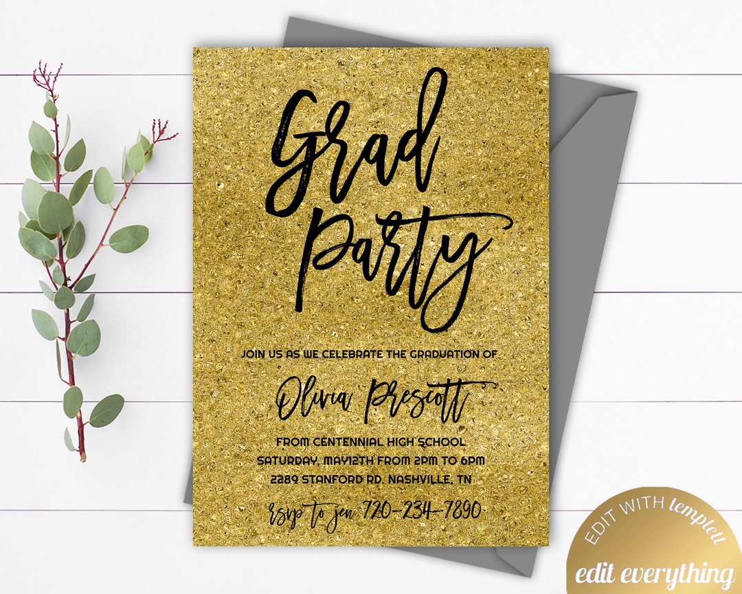 Editable Graduation Party Invitation Template Grad Party Invitation Template Printable Grad