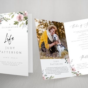 Orchid Funeral Program Template Blush Floral Funeral Program Template Editable Funeral Program Celebration of Life Funeral Program FT07