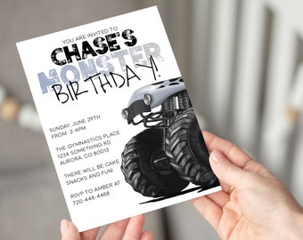 Editable Monster Truck Invitation Monster Truck Birthday Invitation Truck Birthday Party Invitation Instant Download Monster Birthday
