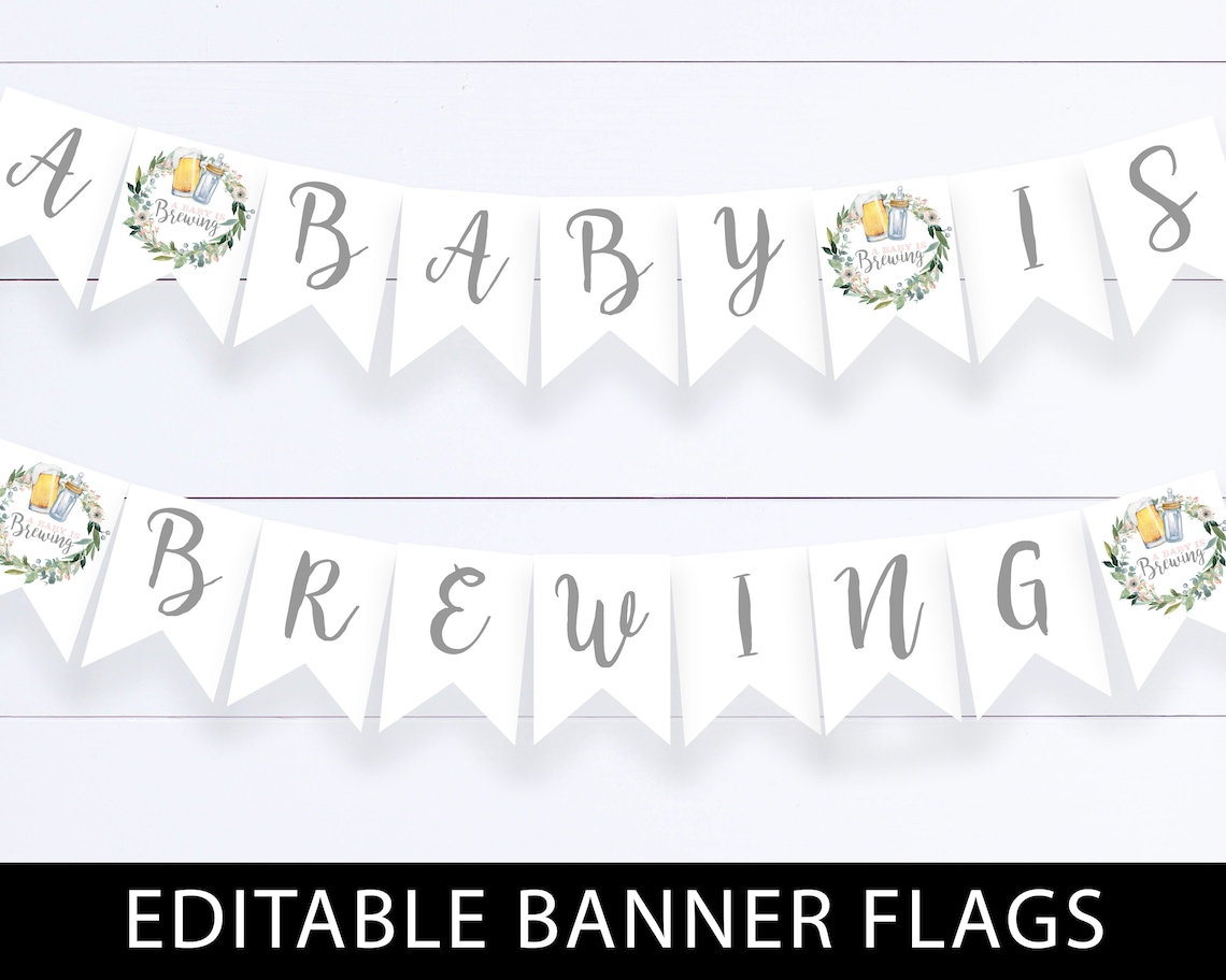 Baby is Brewing Banner Printable Baby Shower Banner Girl Baby - Etsy
