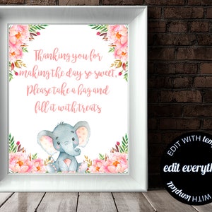 Pink Floral Candy Buffet Sign, Candy Bar Sign, Grab a bag of treat sign, please take one Sign, Sweet Table, Shower Decoration sign