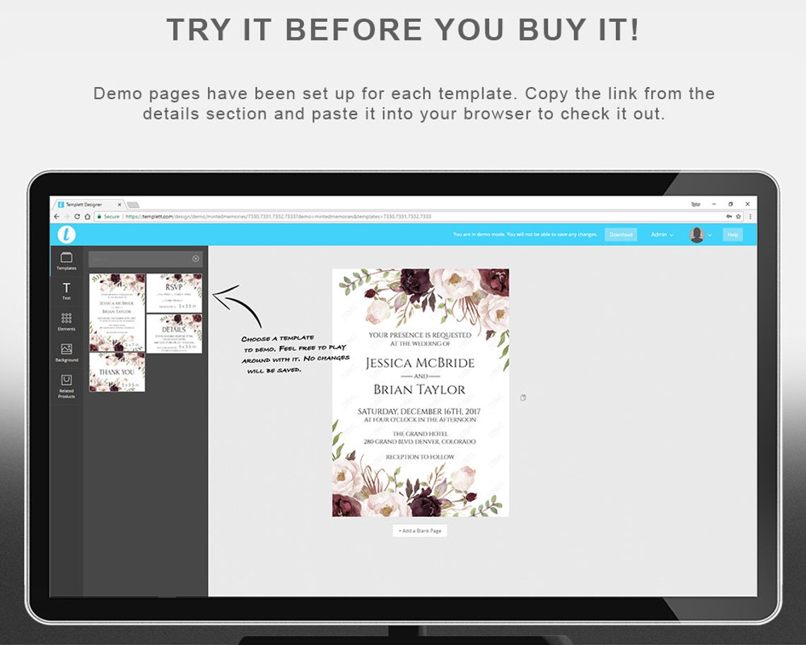 Floral Wedding Program Template Floral Program Floral - Etsy