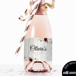 Floral Brautparty Mini Champagner Etiketten Brautparty Favor Mini Champagner Etiketten Brautdusche Champagner Etiketten Champagnerflaschenetiketten