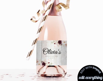 Mini etichette di champagne per addio al nubilato floreale Etichette per mini champagne per addio al nubilato. Etichette di champagne per addio al nubilato. Etichette per bottiglie di champagne