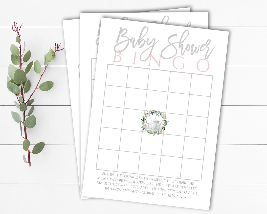 Floral Baby Shower Bingo Game Baby Bingo Game Gold Baby Shower Bingo ...