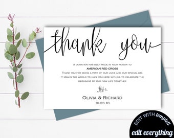 In Lieu of Favors Wedding Donation Card In Lieu of Favors Donation Card In Lieu of Favor Wedding Donations Card Wedding Favor Thank You Note