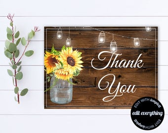 Floral Thank You Card - Thank You Template - Printable Thank You - Wedding Thank You - Thank You Cards - Instant Download - DIY Thank You