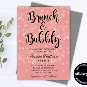 Brunch and Bubbly Bridal Shower Invitation - Bridal Shower Invite - Bridal Brunch Bridal Shower Invite  - Wedding Shower Bridal Invitation