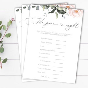 Blush Floral Price is Right Baby Shower Games Blush Floral The Price is Right Game Instant Download Price is Right Printable Price is Right
