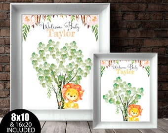 Lion Baby Shower Fingerprint Tree Baby Shower Fingerprint Guestbook Baby Shower Thumbprint Guestbook Baby Shower Guest book Fingerprint Tree
