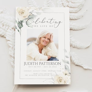 Editable Celebration of Life Invitation Template Floral Funeral Invitation Celebrating the Life of Funeral Invite Memorial Service FT03