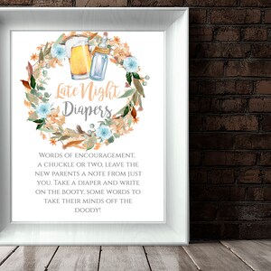 Late Night Diapers Baby Shower Sign Late Night Diapers Baby Shower Games Diaper Thoughts Baby Shower Activity Printable Diaper Thoughts Game