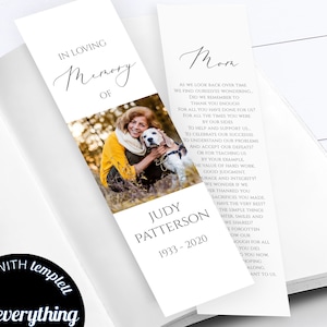 Modern Funeral Bookmark Template Printable Funeral Bookmark Printable Memorial Bookmark Printable Bookmark Editable Bookmark Template