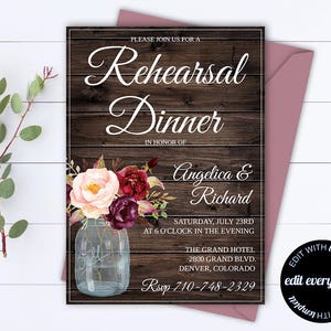 Rustic Wedding Rehearsal Dinner Invitation Template Wedding Rehearsal Invitation Wedding Rehearsal Invite Printable Rehearsal Template