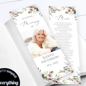 Orchid Funeral Bookmark Template Printable Funeral Bookmark Printable Memorial Bookmark Printable Bookmark Editable Bookmark Template FT07