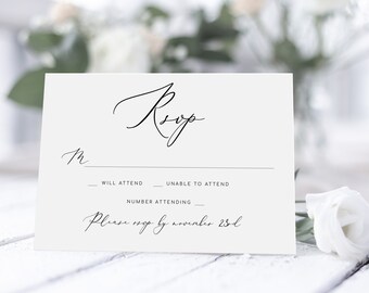 Modern Minimalist RSVP Card Template Wedding Response Card RSVP Cards Editable Rsvp Card Printable Simple Response Card Rsvp Card OIA