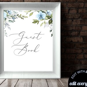 Editable Wedding Guestbook Sign Orchid Wedding Guest Book Sign Greenery Instant Download Sign Our Guestbook Wedding Printable Sign