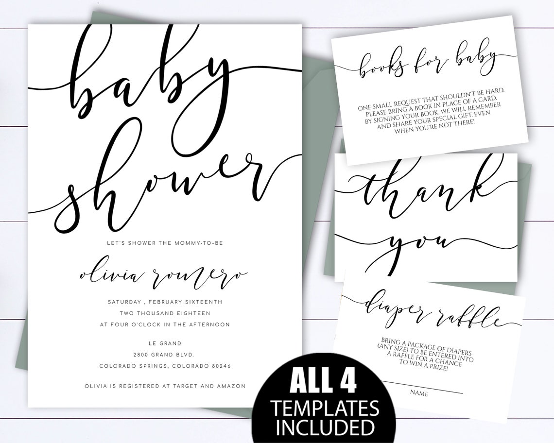 Simple Baby Shower Invitation Template Modern Baby Shower Etsy