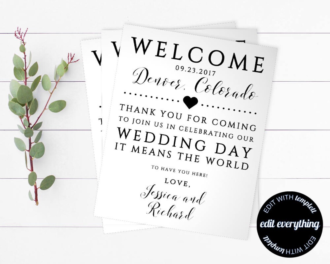 Printable Wedding Welcome Bag Tags Wedding Favor Tags - Etsy