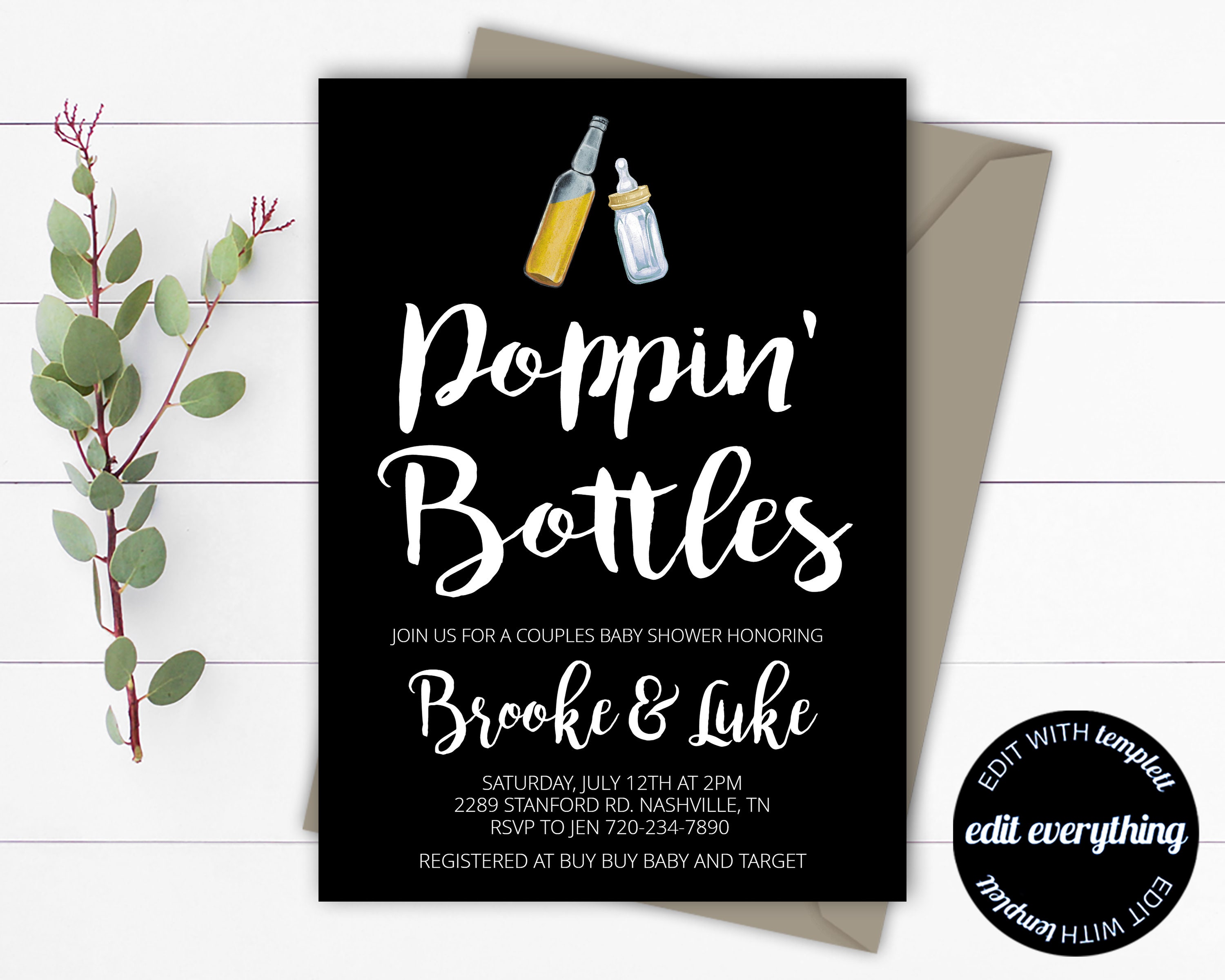 Poppin' Bottles Couples Baby Shower Invitation Poppin Etsy