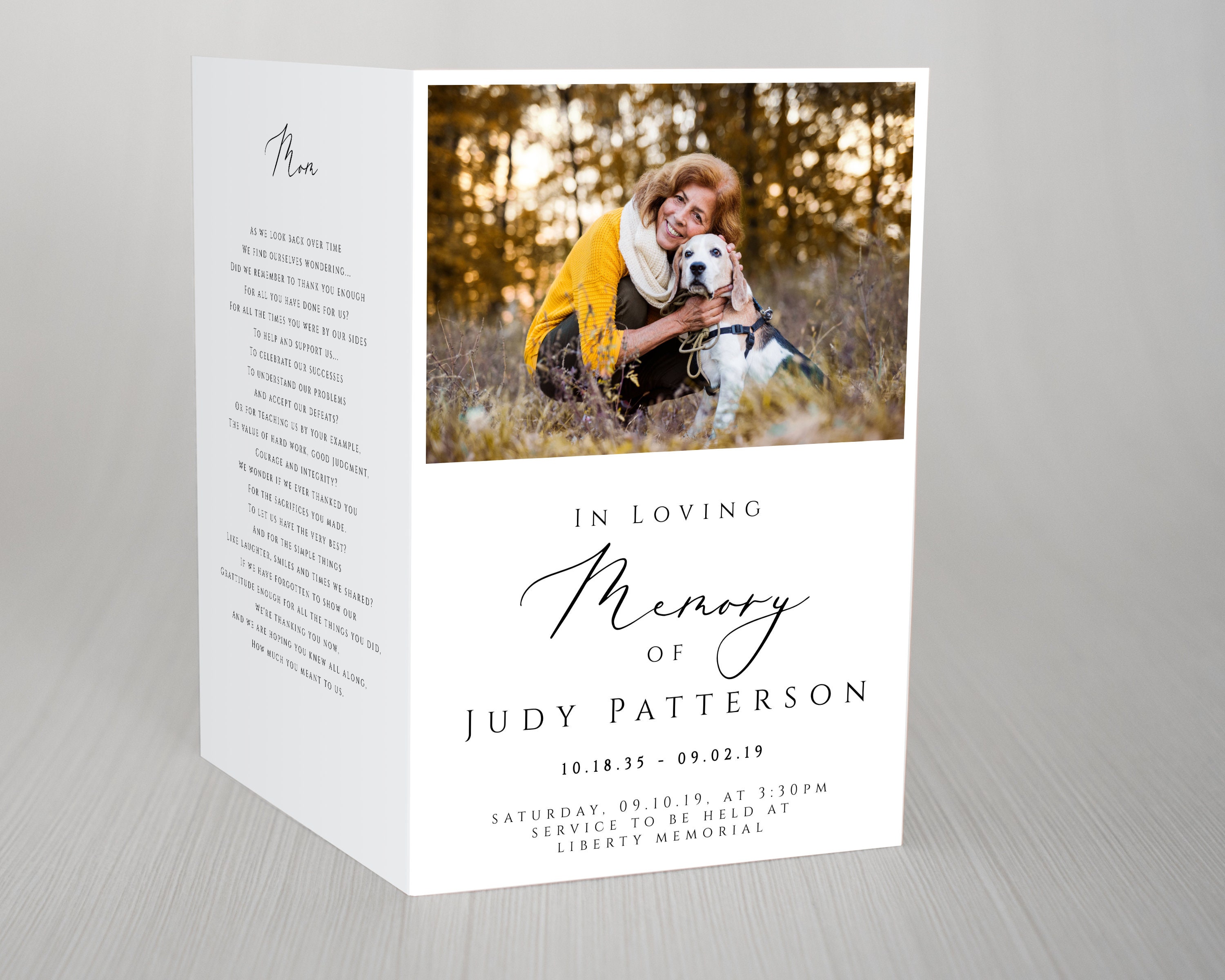 Modern Funeral Program Template Simple Funeral Program Etsy Australia Modern Funeral Program Template Simple Funeral Program Etsy Australia