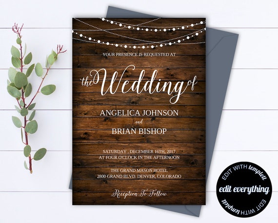 Country Wedding Invitation Template Southern Wedding Invitations