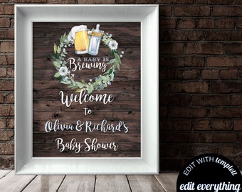 Baby is Brewing Welcome Sign Baby Shower Welcome Sign Rustic Baby Shower Decor Welcome Shower Sign Printable Welcome Sign Printable Sign