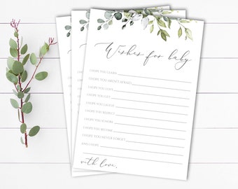Życzenia Greenery dla dziecka Karta Życzenia Baby Shower dla dziecka Gra Natychmiastowe pobieranie Życzeń Baby Card Życzenia Greenery dla dziecka Gra