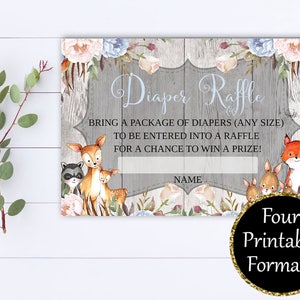 Diaper Raffle Ticket - Baby Shower Games Diaper Raffle Card - Baby Shower Diaper Raffle Template - Instant Download Diaper Raffle Card