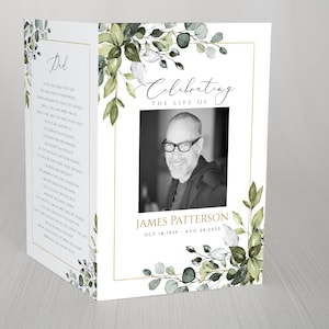 Greenery Funeral Program Template Eucalyptus Funeral Program Template Editable Funeral Program Celebration of Life Funeral Program FT02