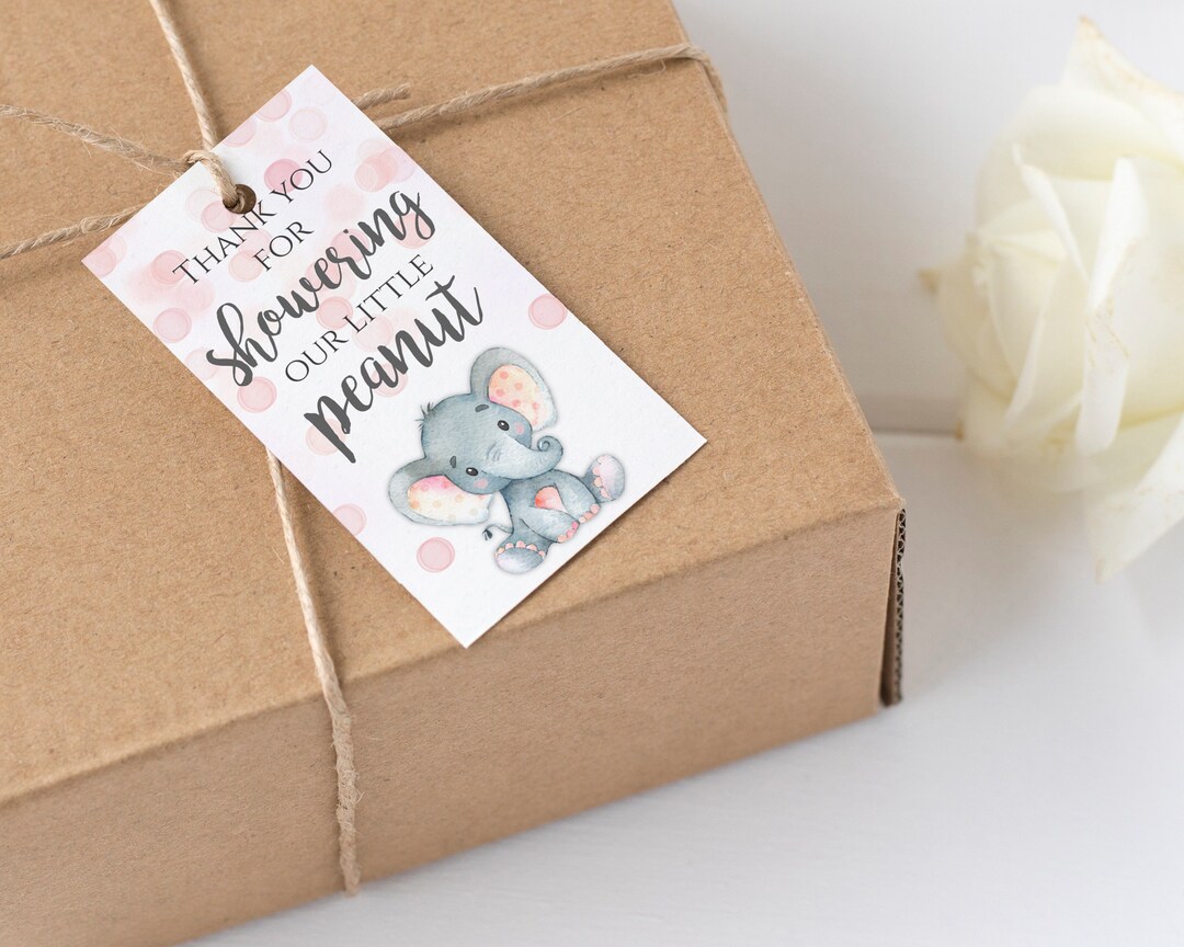 Elephant Gift Tags Pink Floral Baby Shower Gift Tags Pink Elephant