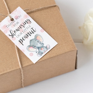 Elephant Gift Tags Pink Floral Baby Shower Gift Tags Pink Elephant Shower Tags Elephant Baby Shower Thank You Tags Baby Shower Favor Tags