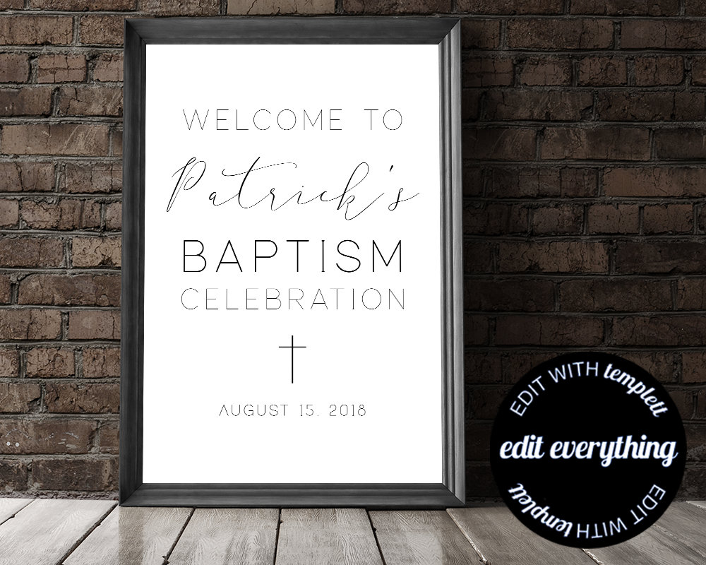 Baptism Welcome Sign Baptism Celebration Christening Welcome Sign ...