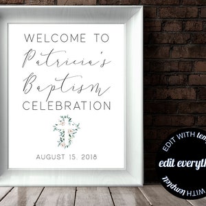 Baptism Welcome Sign Baptism Celebration Christening Welcome Sign Custom Baptism Sign Printable Baptism Sign Baptism Party Welcome Sign