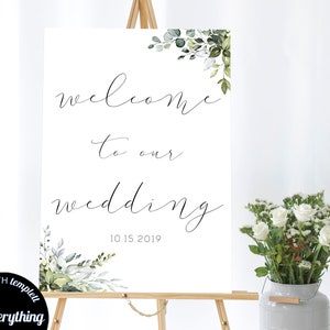 Greenery Wedding Welcome Sign Printable Wedding Welcome Sign Printable Welcome Sign Welcome Wedding Sign Large Welcome Sign Welcome To Our