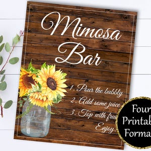 Sunflower Bridal Shower Mimosa Bar Sign Mimosa Sign Bridal Shower Decor Mimosa Bar Printable Mimosa Bar Sign Printable Mimosa Bar sign