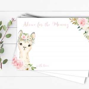 Llama Words of Wisdom Baby Shower cards Words of Wisdom Cards Floral Advice For Mom Cards Printable Words of Wisdom Baby Shower Cards