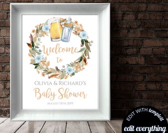 Fall Baby is Brewing Baby Shower Welcome Sign Editable Baby is Brewing Welcome Sign Printable Baby is Brewing Welcome Baby Shower Sign