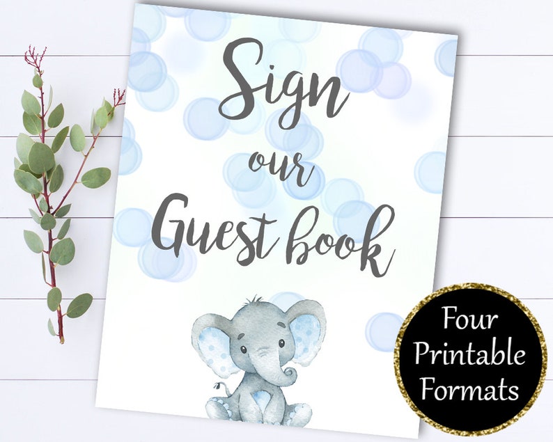 Blue Elephant Baby Shower Guestbook Sign Printable Guest Book Etsy Blue Elephant Baby Shower Guestbook Sign Printable Guest Book Etsy