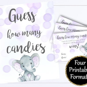 Elephant Candy Guessing Game Guess How Many Baby Shower Games Candy Guess Game How Many Candies Baby Shower Activity Shower Guess Game