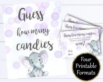 Elephant Candy Guessing Game Guess How Many Baby Shower Games Candy Guess Game How Many Candies Baby Shower Activity Shower Guess Game