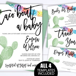 Editable Fiesta Baby Shower Invitation Template Floral Taco Bout a Baby Shower Invitation Template Taco Bout a Baby Fiesta Invitation
