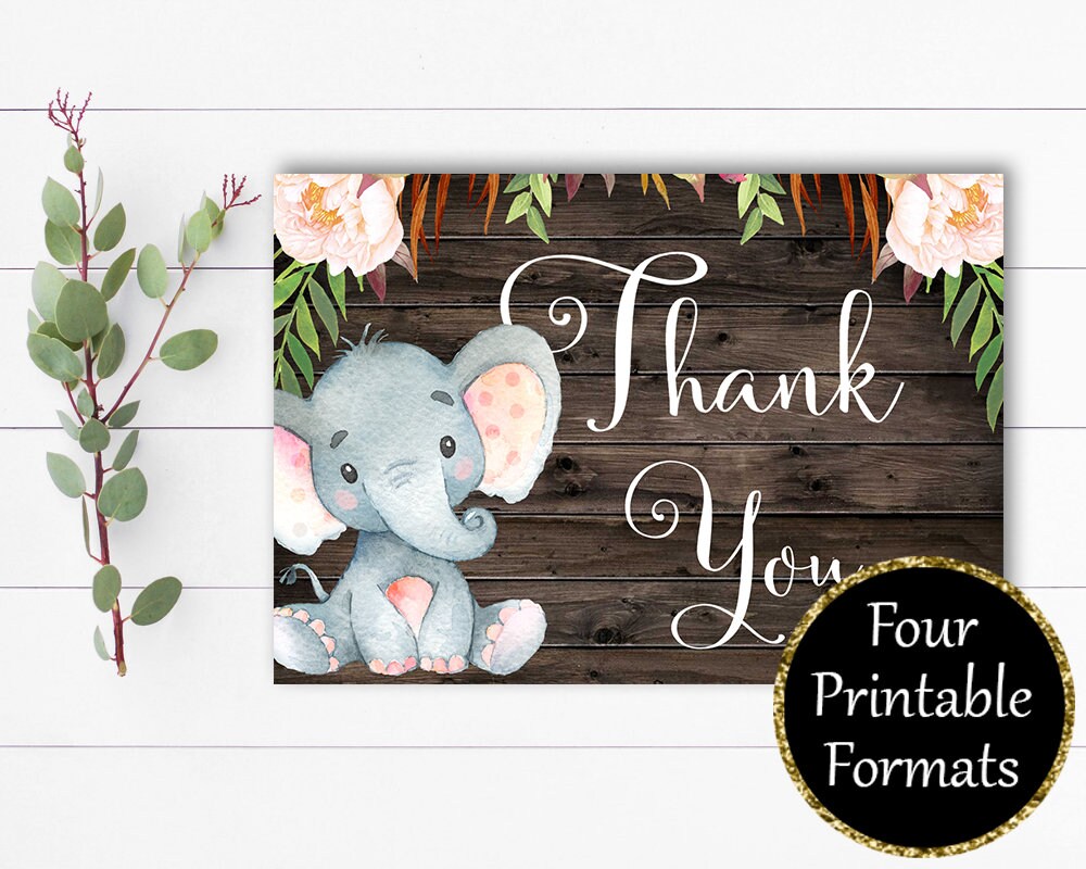 Elephant Thank You Card Thank You Template Printable Thank You | Etsy