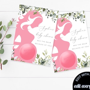 Editable Eos Lip Balm Holder Printable Eos Lip Balm Baby Shower Favor Eucalyptus Eos Lip Balm Favor Eos Baby Shower Favor Eos Balm Favors
