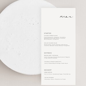 Modern Minimalist Wedding Menu Template Printable Wedding Menu Cards Menu Card Printable Dinner Menu Download DIY Menu Card Template SIENA